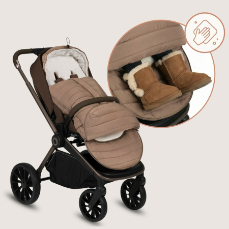 Sac de iarna, Lionelo, Oli, pentru carucior, landou sau scaun auto, 101x45 cm, Impermeabil, Rezistent pana la -20 grade, Extensibil, Maro [14]