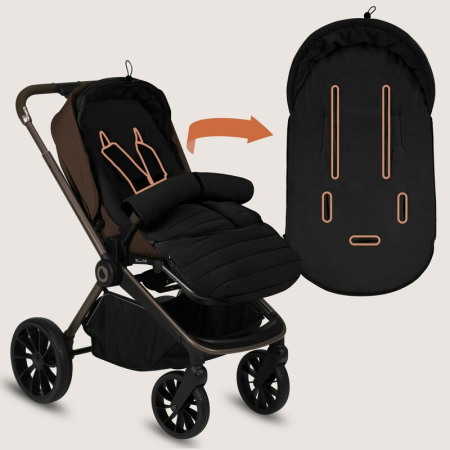 Sac de iarna, Lionelo, Oli, pentru carucior, landou sau scaun auto, 101x45 cm, Impermeabil, Rezistent pana la -20 grade, Extensibil, Negru [17]