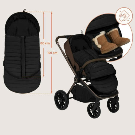 Sac de iarna, Lionelo, Oli, pentru carucior, landou sau scaun auto, 101x45 cm, Impermeabil, Rezistent pana la -20 grade, Extensibil, Negru [15]