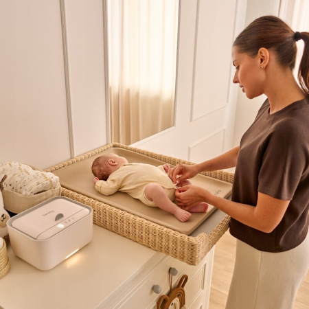 Saltea de infasat, Lionelo, Megs, Moale, Utilizabil si fara husa, Impermeabila, Design ergonomic, 70x49 cm, Fara BPA, 0 luni+, Bej [10]