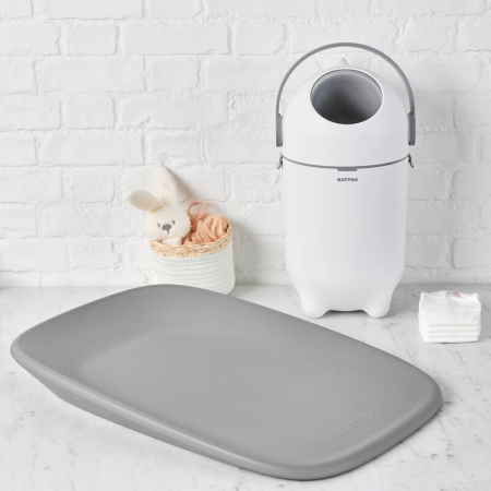 Saltea de infasat, Nattou, Softy, Moale, Utilizabil si fara husa, Design ergonomic, Spuma PU, 70x50x10 cm, Fara BPA, 0 luni+, Gri [13]