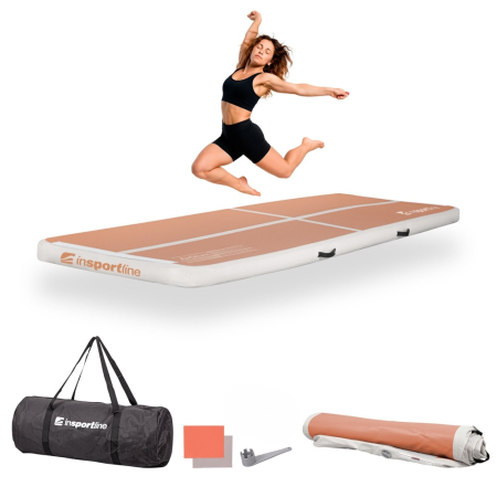 Saltele si Covoare sport Fitness sau Yoga - Saltea gimnastica gonflabila inSPORTline Airstunt 300 x 100 x 10 cm, Mocha Mousse