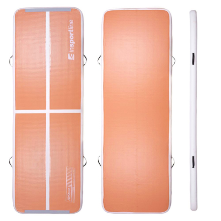 Saltea gimnastica gonflabila inSPORTline Airstunt 400 x 100 x 10 cm cu pompa electrica, Mocha Mousse [1]
