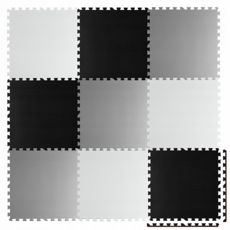 Covoare copii - Salteluta de joaca 180 x 180 cm Ricokids 7494 - Gri - Negru - Alb
