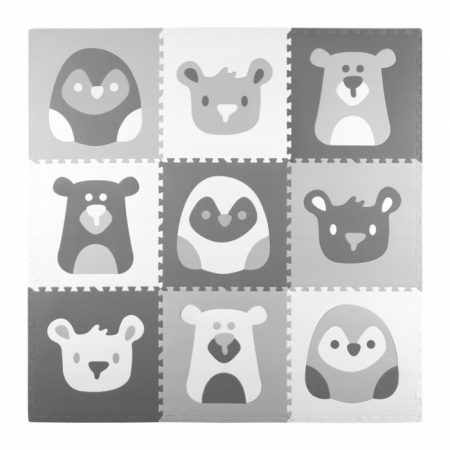 Covorase de joaca - Salteluta de joaca 180 X 180 cm Ricokids 7503 - Gri cu animalute