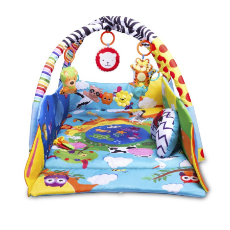 Covorase de joaca - Salteluta interactiva, Lionelo, Anika, cu jucarii, Oglinda, Perna,  Multicolor