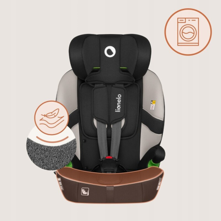 Scaun auto i-Size, Lionelo, Billy , 76 - 150 cm, 1/2/3, Isofix + top tether, Tetiera reglabila in 10 pozitii, Insertie ergonomica, Tapiterie lavabila, Testat la impact, Baza lata, Bej [17]