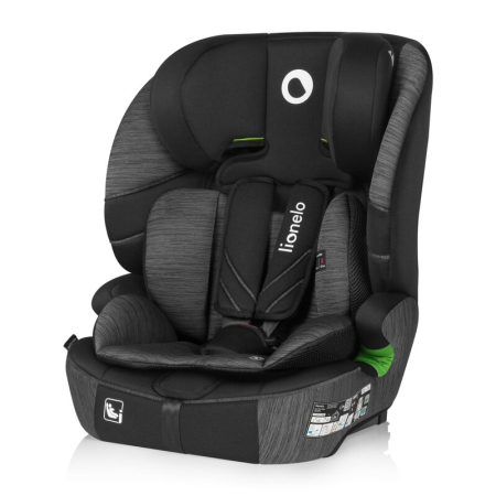 Scaun auto i-Size, Lionelo, Levi Fix, 76 - 150 cm, 1/2/3, ISOFIX + Top Tether, Tetiera reglabila in 10 pozitii, Insertie ergonomica Dri-Seat, Tapiterie lavabila, Negru/Gri [4]