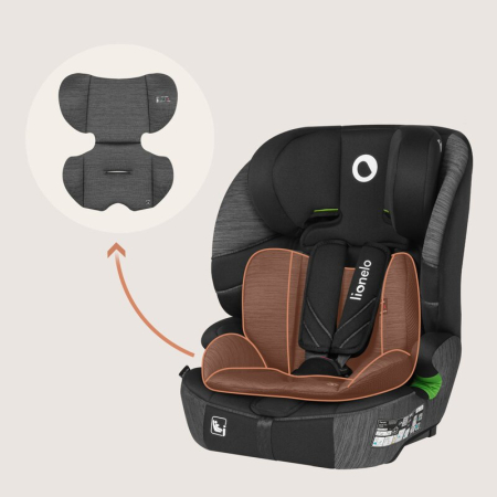 Scaun auto i-Size, Lionelo, Levi Fix, 76 - 150 cm, 1/2/3, ISOFIX + Top Tether, Tetiera reglabila in 10 pozitii, Insertie ergonomica Dri-Seat, Tapiterie lavabila, Negru/Gri [16]