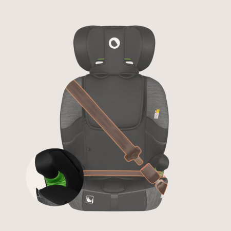 Scaun auto i-Size, Lionelo, Levi Fix, 76 - 150 cm, 1/2/3, ISOFIX + Top Tether, Tetiera reglabila in 10 pozitii, Insertie ergonomica Dri-Seat, Tapiterie lavabila, Negru/Gri [14]