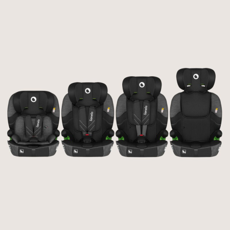 Scaun auto i-Size, Lionelo, Levi Fix, 76 - 150 cm, 1/2/3, ISOFIX + Top Tether, Tetiera reglabila in 10 pozitii, Insertie ergonomica Dri-Seat, Tapiterie lavabila, Negru/Gri [2]
