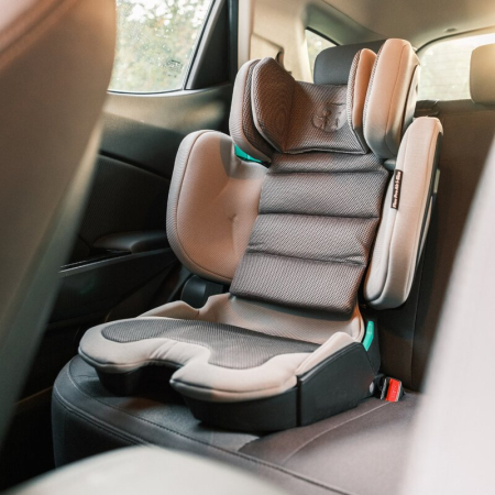 Scaun auto, Petite&Mars, Flex Pro i-Size, Orientare in directia sensului de mers, Tetiera reglabila in 8 pozitii, cu Isofix, Pliabil, R129, 100-150 cm, 3-12 ani, Gri [2]