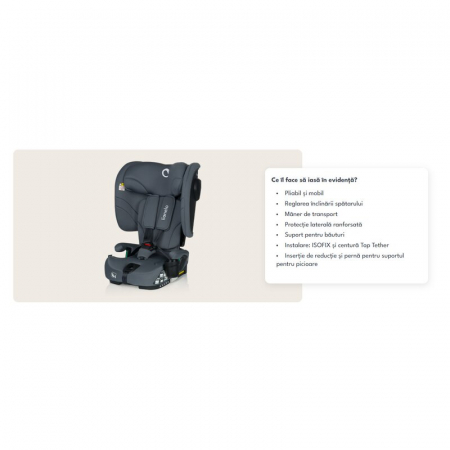 Scaun auto pliabil Lionelo Nelly i-Size 76- 150 cm Isofix si Top Tether [42]