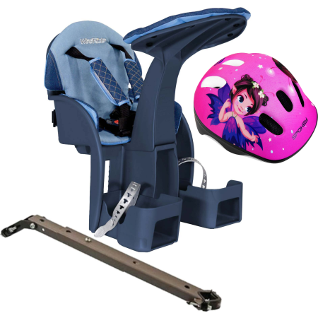 Scaune de biciclete copii - Scaun bicicleta copii SafeFront Deluxe, montare Centru , 15 Kg si Casca Protectie XS 44-48 Fairy Tale WeeRide WR10SKFT
