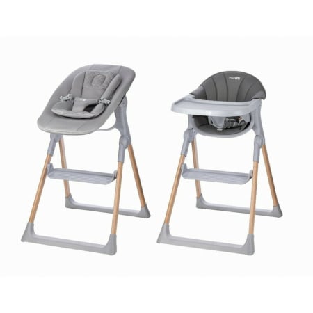Scaun masa copii - Scaun de masa 2 in 1, FreeON, Flexi Grow, Transformabil, Pliabil, Contine 2 accesorii, 0 luni +, Gri