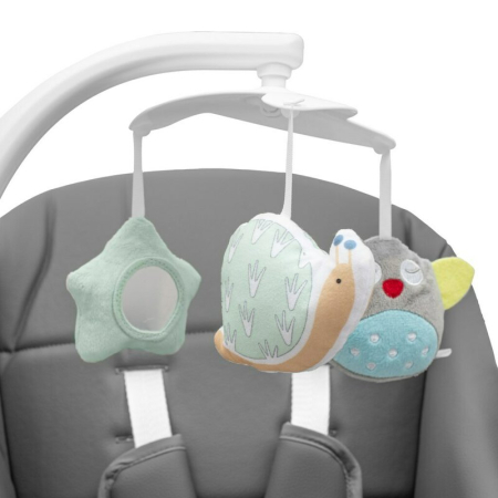 Scaun de masa 2 in 1, New Baby, Smart, Poate fi utilizat si ca leagan pentru copii, cu telecomanda, Spatar reglabil in 4 pozitii, cu 5 viteze de leganare, cu melodii si jucarii, 0-36 luni, Grey [6]