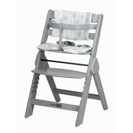 Scaun masa copii - Scaun de masa, FreeON, Finny Fold, 6 luni - 15 Kg, Pernuta, Pliabil, Gray