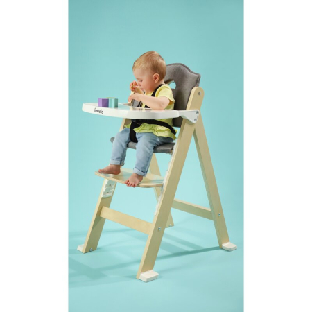 Scaun de masa, Lionelo, Floris, 3 in 1, din Lemn, Transformabil, Reglabil pe inaltime in 4 pozitii, Suport picioare- 4 pozitii, 6 luni- 12 ani, Sustine 40 kg, Bej [22]