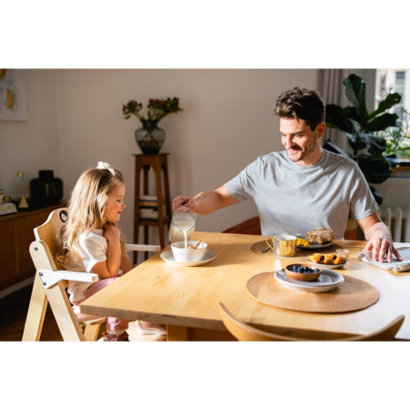 Scaun de masa, Lionelo, Floris, 3 in 1, din Lemn, Transformabil, Reglabil pe inaltime in 4 pozitii, Suport picioare- 4 pozitii, 6 luni- 12 ani, Sustine 40 kg, Bej [45]