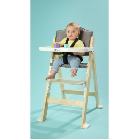Scaun de masa, Lionelo, Floris, 3 in 1, din Lemn, Transformabil, Reglabil pe inaltime in 4 pozitii, Suport picioare- 4 pozitii, 6 luni- 12 ani, Sustine 40 kg, Bej [23]