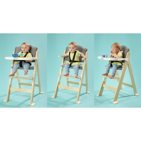 Scaun de masa, Lionelo, Floris, 3 in 1, din Lemn, Transformabil, Reglabil pe inaltime in 4 pozitii, Suport picioare- 4 pozitii, 6 luni- 12 ani, Sustine 40 kg, Bej [17]