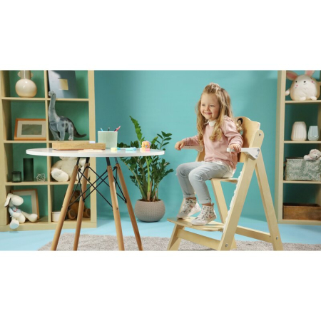 Scaun de masa, Lionelo, Floris, 3 in 1, din Lemn, Transformabil, Reglabil pe inaltime in 4 pozitii, Suport picioare- 4 pozitii, 6 luni- 12 ani, Sustine 40 kg, Bej [28]