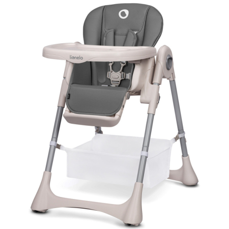 Scaun masa copii - Scaun de masa, Lionelo, Zanna, Reglabil, 4 Pozitii pe inaltime, Pliabil, din Metal, Conform cu standardul european de securitate EN14988, Gri
