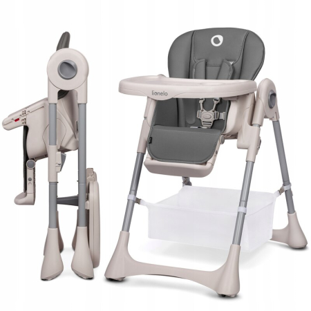 Scaun de masa, Lionelo, Zanna, Reglabil, 4 Pozitii pe inaltime, Pliabil, din Metal, Conform cu standardul european de securitate EN14988, Gri [2]