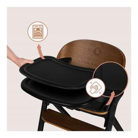 Scaun de masa multifunctional Celia, Lionelo, din lemn de fag, 6 luni- adult, Husa impermeabila, Tavita silicon, Suport de picioare reglabil, Greutate maxima 90 Kg, Negru [19]