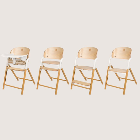 Scaun de masa multifunctional Celia, Lionelo, din lemn de fag, 6 luni- adult, Spatar lat, Sezut ergonomic, Tavita silicon, Suport de picioare reglabil, Greutate maxima 90 Kg, Alb/Natural [5]