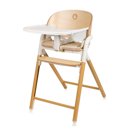 Scaun masa lemn - Scaun de masa multifunctional Celia, Lionelo, din lemn de fag, 6 luni- adult, Spatar lat, Sezut ergonomic, Tavita silicon, Suport de picioare reglabil, Greutate maxima 90 Kg, Alb/Natural