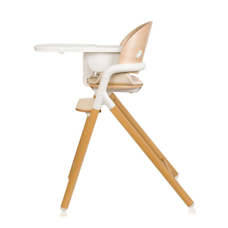 Scaun de masa multifunctional Celia, Lionelo, din lemn de fag, 6 luni- adult, Spatar lat, Sezut ergonomic, Tavita silicon, Suport de picioare reglabil, Greutate maxima 90 Kg, Alb/Natural [6]