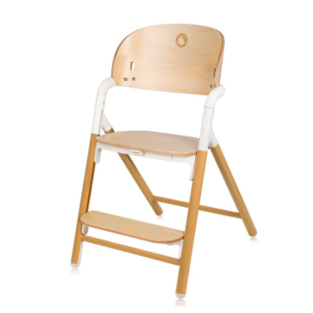 Scaun de masa multifunctional Celia, Lionelo, din lemn de fag, 6 luni- adult, Spatar lat, Sezut ergonomic, Tavita silicon, Suport de picioare reglabil, Greutate maxima 90 Kg, Alb/Natural [10]