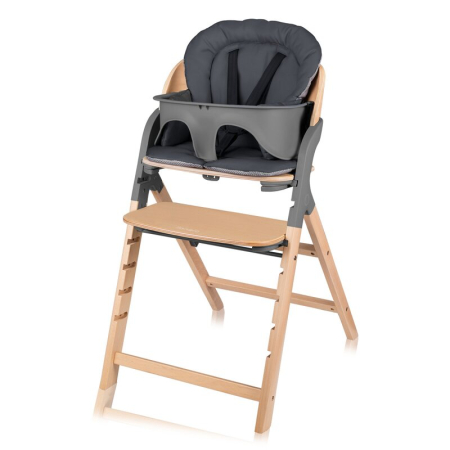 Scaun de masa multifunctional Megan, Lionelo, Din lemn de fag, 6 luni- adult, Reglabil pe inaltime, Husa impermeabila, Tavita silicon, Suport de picioare reglabil, Greutate maxima 110 Kg, Gri [4]