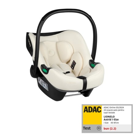 Scaune auto copii de la nastere - Scoica auto, Lionelo, i-Size Astrid, 0-13 Kg, 40-87 cm, Cu maner si capotina reglabile, Cu protectie laterala avansata, Salteluta confortabila, Testat ADAC, Conform cu standardul european de securitat
