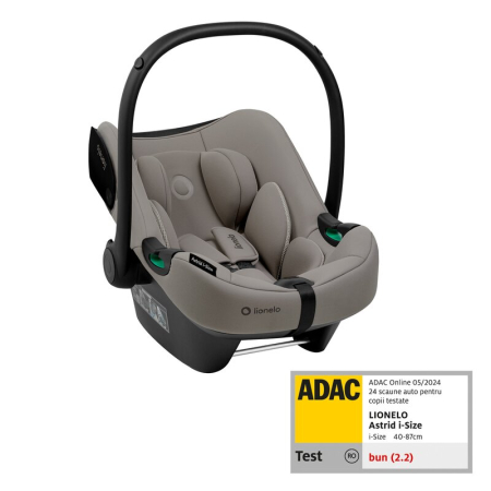Scaune auto copii de la nastere - Scoica auto, Lionelo, i-Size Astrid, 0-13 Kg, 40-87 cm, Cu maner si capotina reglabile, Cu protectie laterala avansata, Salteluta confortabila, Testat ADAC, Conform cu standardul european de securitat