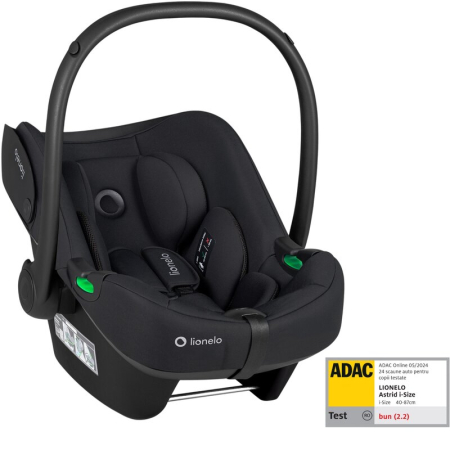 Scoica auto, Lionelo, i-Size Astrid, 0-13 Kg, 40-87 cm, Cu salteluta, Testat ADAC, Conform cu standardul european de securitate R129, Negru Onyx [0]