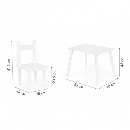 Set de masa cu doua scaune pentru copii Ecotoys ESC-W-0288A - Alb [5]