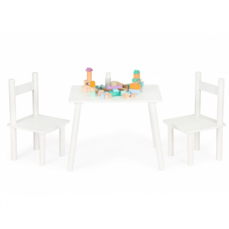 Set de masa cu doua scaune pentru copii Ecotoys ESC-W-0288A - Alb [2]