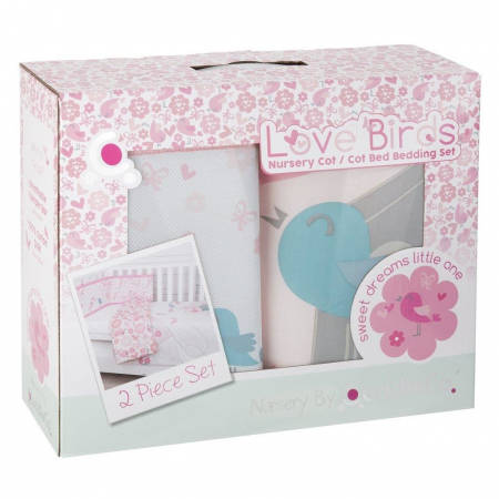 Paturici copii - Set de pat 2 piese pentru bebelusi Comfi-Dreams Lovebirds 843022