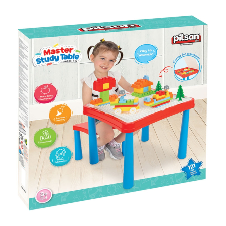 Set masuta cu scaune si cuburi Pilsan Master Study Table cu 121 piese [2]