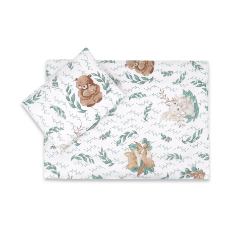 Saci si invelitoare - Set pentru carucior, MimiNu, cu pernuta si paturica, cu huse detasabile si lavabile, din bumbac, Lulu Natural