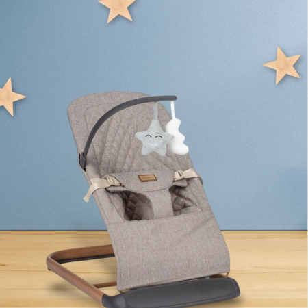 Sezlong balansoar, FreeON, Serene, Pana la 9 kg, cu centura in 3 puncte, Spatar reglabil in 3 etape, cu bara de jucarii, 70 x 45 x 56 cm, 0 luni+, Beige [1]