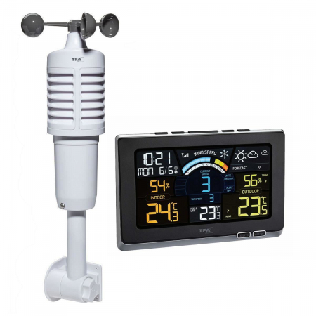 Termometre camera si baie - Statie meteo digitala Spring Breeze cu senzor extern wireless de temperatura, umiditate, viteza vant TFA 35.1140.01