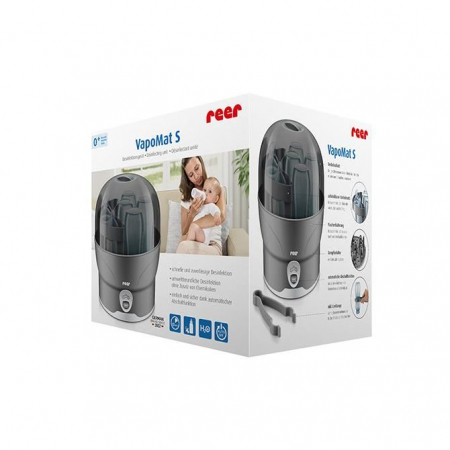 Sterilizatoare biberoane - Sterilizator biberoane cu abur fierbinte in 10 minute, oprire automata, capacitate 6 biberoane, gri, VapoMat S, Reer 36021