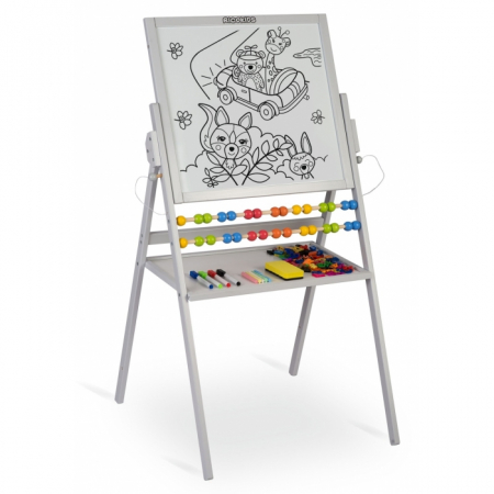Tabla educationala cu doua fete si accesorii Ricokids RK-800, 101 x 54 x 55 cm, Gri [5]
