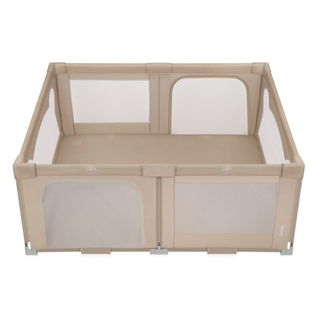 Tarc de joaca copii, Lionelo, Florence Easy Fold, 150 x 180 x 75 cm, Pliere, depliere automata, Include geanta de transport, din plasa, cu doua intrari laterale, 0-48 luni, Bej [7]