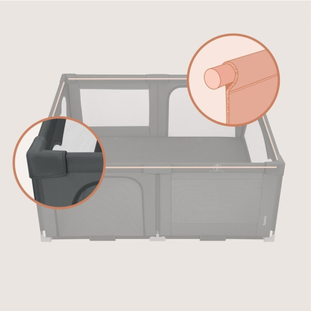 Tarc de joaca copii, Lionelo, Florence Easy Fold, 150 x 180 x 75 cm, Pliere, depliere automata, Include geanta de transport, din plasa, cu doua intrari laterale, 0-48 luni, Gri [11]