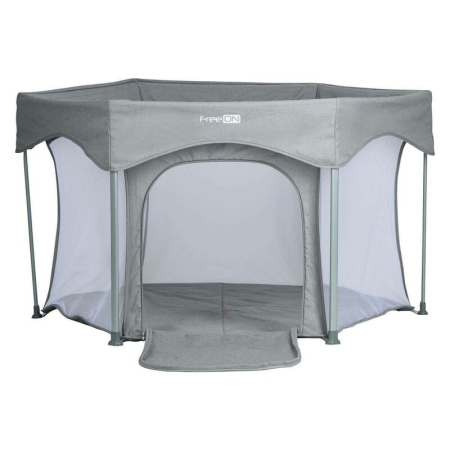 Tarc de joaca, FreeON, Hexagon, Pliabil, Intrare cu fermoar, Cu geanta de transport, 117 x 74 cm, Grey [1]