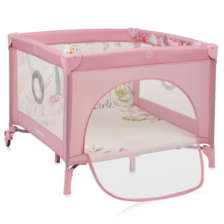 Tarc de joaca, Lionelo, Mille Plus, Pliabil, Include saltea cu densitate T25, 4 jucarii cu velcro, Manere textile, Geanta de transport, Cu roti si inchidere laterala, Pereti din plasa pentru vizibilit [2]